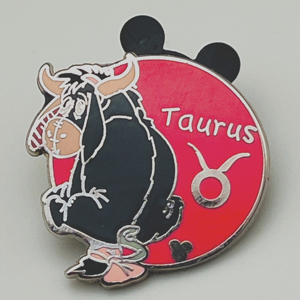 Disney Eeyore Taurus Zodiac Pin Pink Black Collector Trading Hidden Mickey
